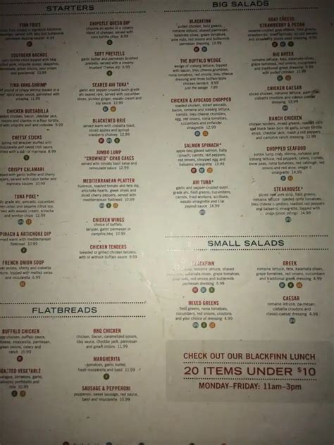 Blackfinn American Grille Jacksonville Fl Menu