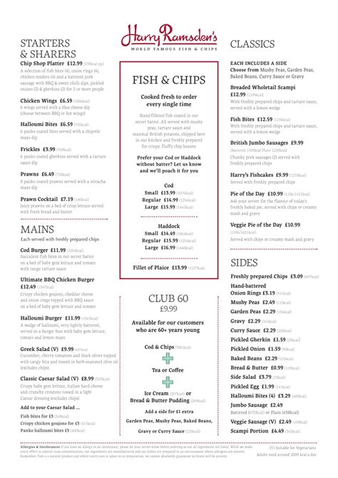 Casino Blackpool Menu