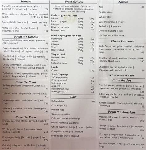 Casino Westcliff Menu Do Restaurante