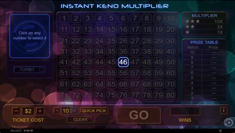 Instant Keno Multiplier Bet365