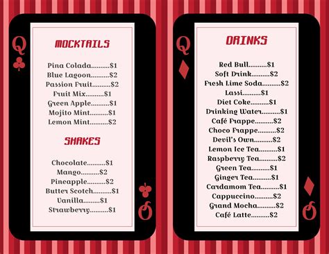 Ir Casino Menu