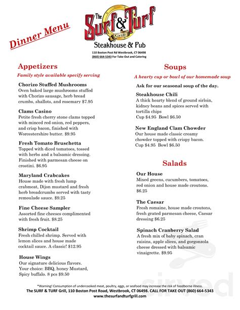 Moncton Casino Surf And Turf Menu