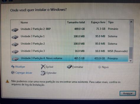 Nao E Possivel Criar Uma Particao Aqui Nao Ha Livre Mbr Ranhuras No Disco