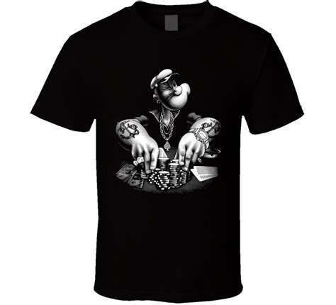 Popeye Folha De Prata Bling Interior Poker T Shirt