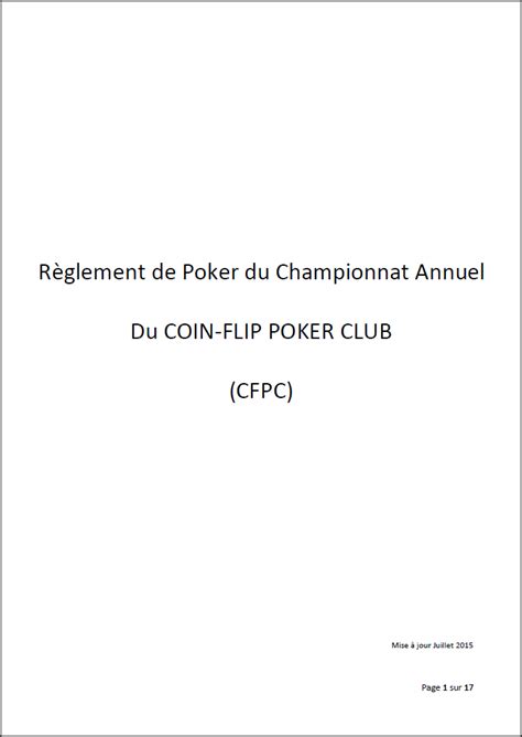Reglement Poker Frances
