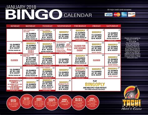 Tachi Palace Casino Bingo Calendario