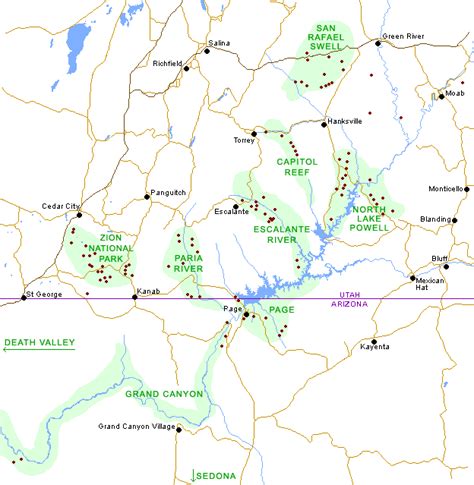 Utah Slot Canions Mapa