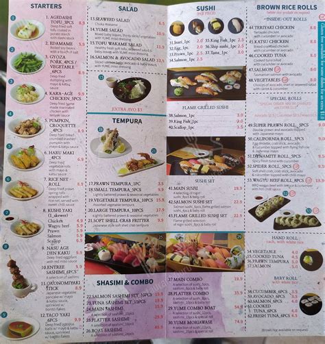 Yume Menu De Sushi Montecasino